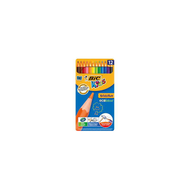 Crayon Couleur de 12 GM Bic Metal