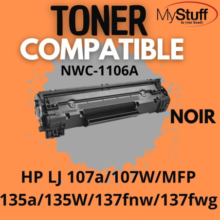 Toner Compatible NWC-W1106A Noir pour HP 107 135 137 - جودة ممتازة | mystuff.ma