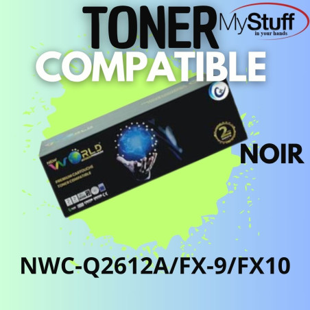 Toner Compatible Q2612A / FX-9 / FX-10 Noir - Pour Imprimantes HP et Canon