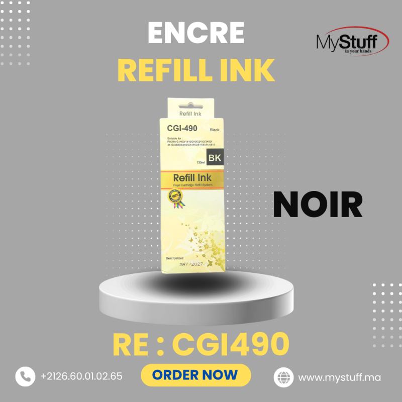 Encre Noire CGI-490 – 135ml – Compatible Canon PIXMA