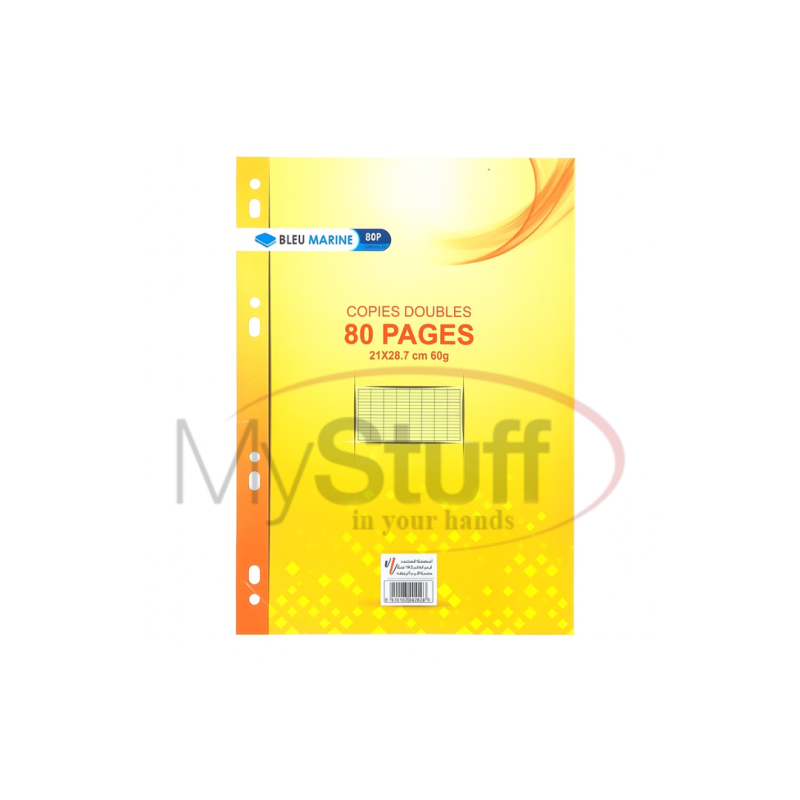 دفتر خط مزدوج بورق أصفر – 80 صفحة – 17×22 سم – أزرق داكن