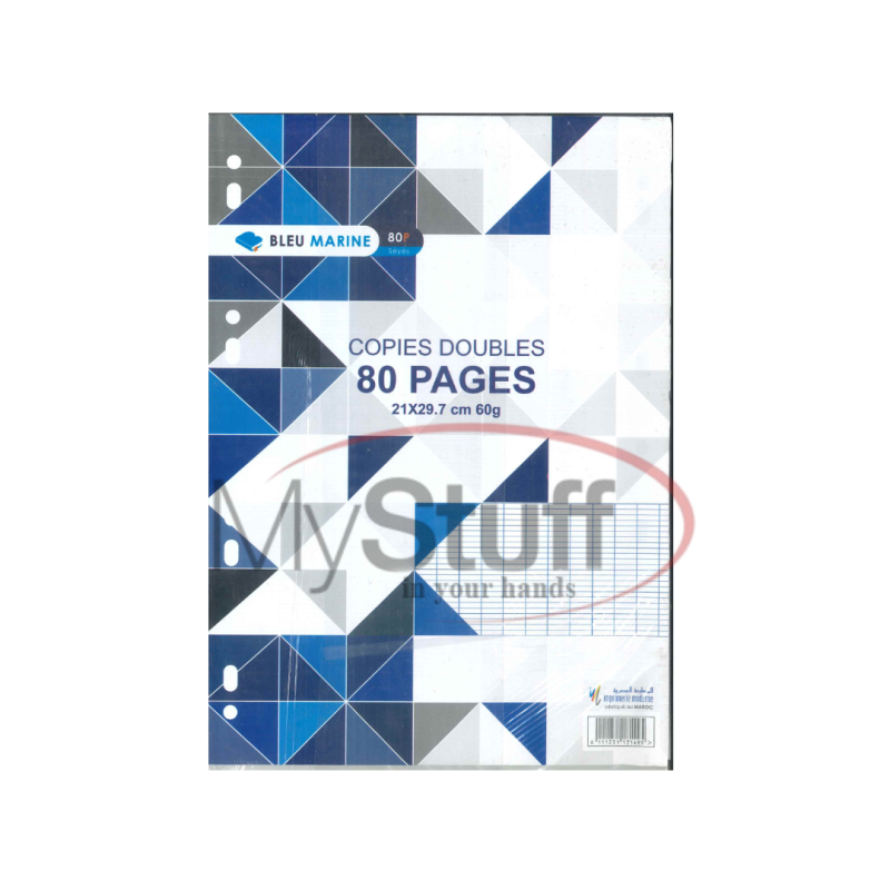 Cahier Double Feuille – A4 – 80P – Papier Blanc – Réf 7149 – Bleu Marine