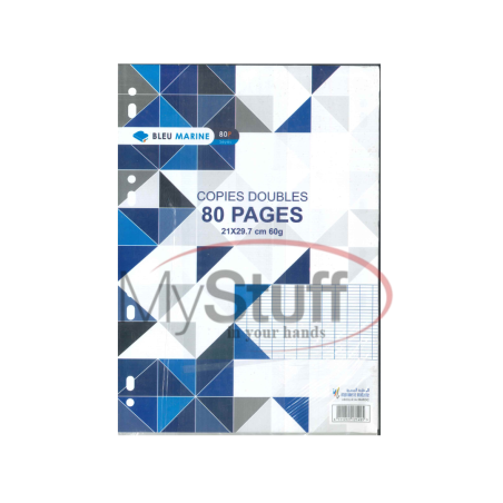 دفتر خط مزدوج A4 – 80 صفحة – ورق أبيض – المرجع 7149 – أزرق داكن