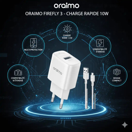 Chargeur Oraimo 2A USB  Type C Réf OCW E66S+C53